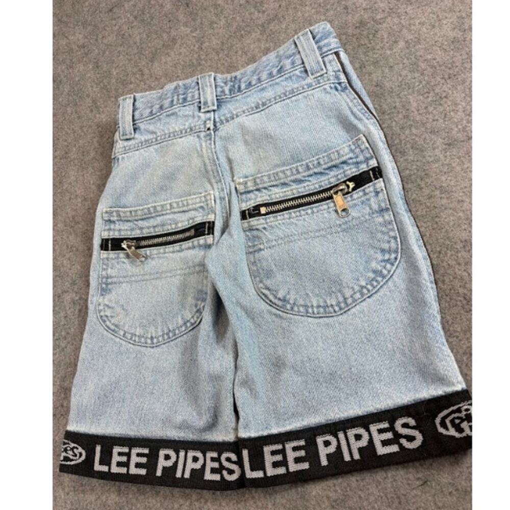 VTG 90s Lee Pipes Performance Jorts Short Youth 7Slim Baggy Raver Tape Skate Y2K